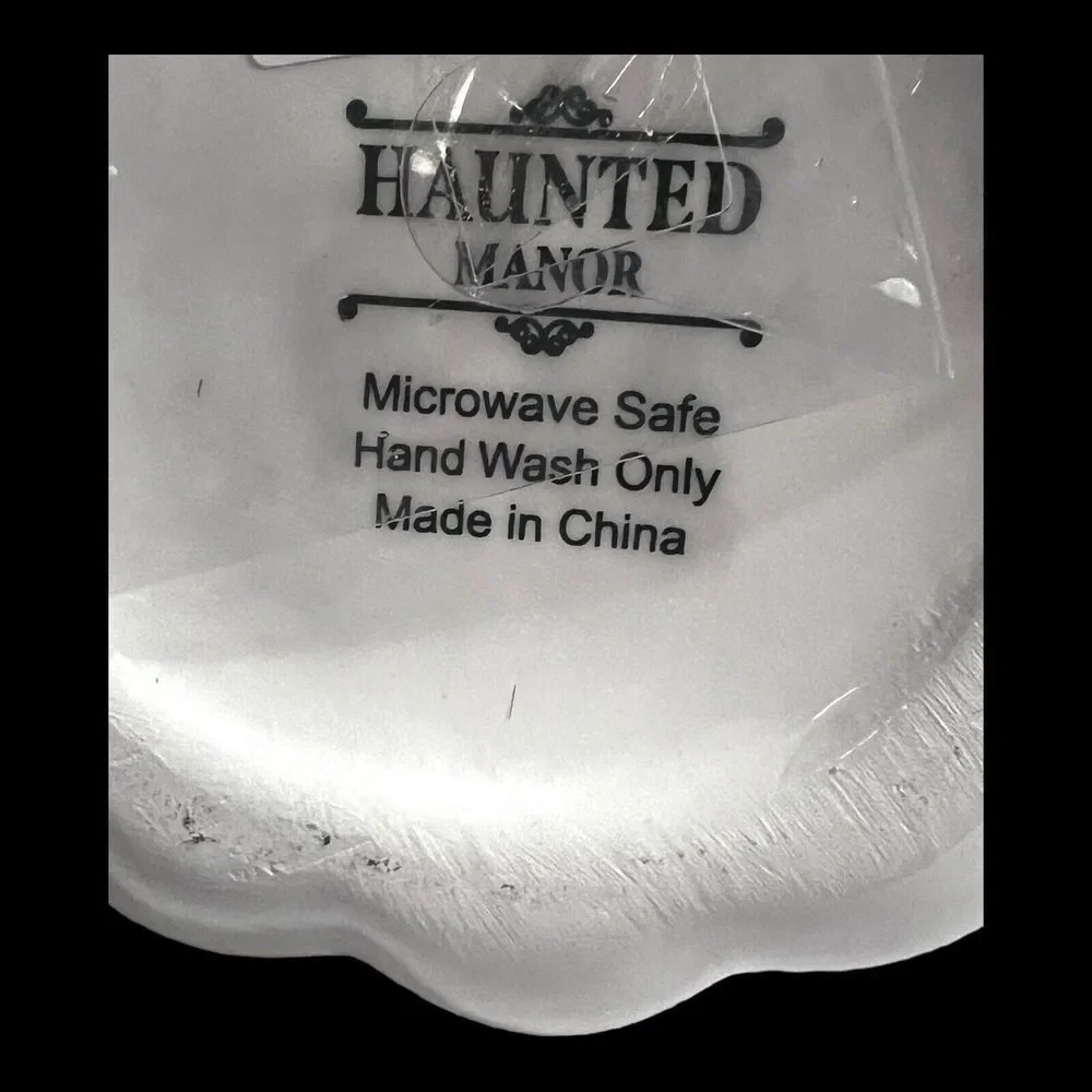 Haunted Manor Gnome On White Pumpkin Jack O Lantern Canister Cookie Candy Jar